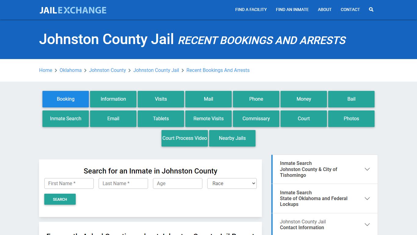 Johnston County Jail OK Recent Arrests and Bookings - Jail Exchange